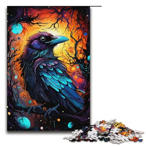 Puzzle für Erwachsene 1000 Teile Farbmalerei Krähen-Puzzle Holzpuzzle Lernspiel Herausforderungsspielzeug 1000 Teile (38 x 26 cm) von mowenbingpeng