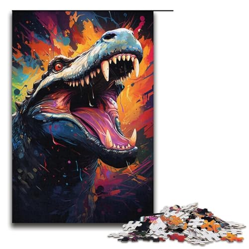 Puzzle für Erwachsene 1000 Teile Farbmalerei Krokodilfamilie Holzpuzzle Lernspiel Herausforderungsspielzeug 1000 Teile (38 x 26 cm) von mowenbingpeng