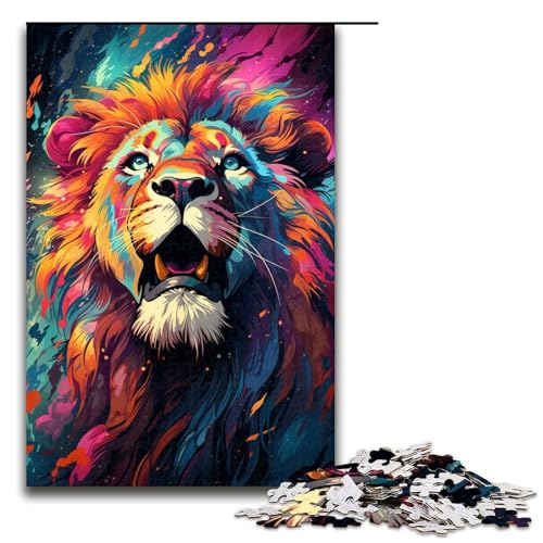 Puzzle für Erwachsene 1000 Teile Farbmalerei Löwe Holzpuzzle für Kinder Lernspiel 1000 Teile (75 x 50 cm) von mowenbingpeng