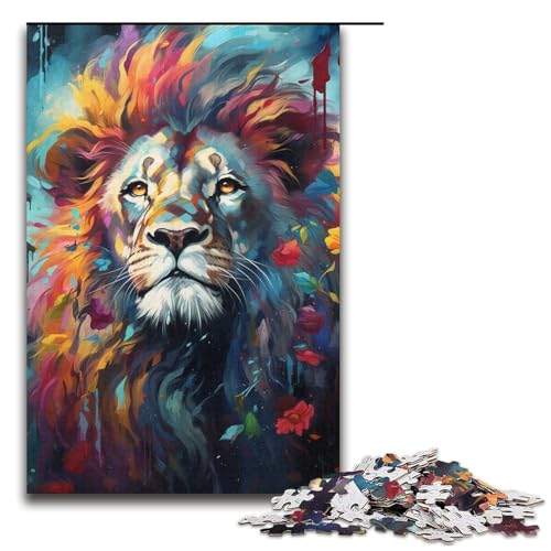 Puzzle für Erwachsene 1000 Teile Farbmalerei Löwen-Puzzle Lernspiele für Zuhause DIY-Spielzeug tolles Geschenk für Spiele 1000 Teile (38 x 26 cm) von mowenbingpeng