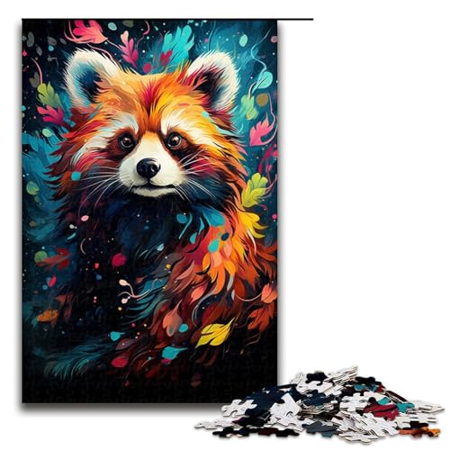 Puzzle für Erwachsene 1000 Teile Farbmalerei Roter Panda Puzzle Lernspiele für Zuhause DIY-Spielzeug tolles Geschenk für Spiele 1000 Teile (75 x 50 cm) von mowenbingpeng