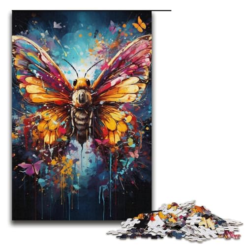 Puzzle für Erwachsene 1000 Teile Farbmalerei Schmetterling Holzpuzzle für Kinder Lernspiel 1000 Teile (38 x 26 cm) von mowenbingpeng