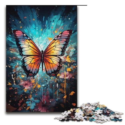 Puzzle für Erwachsene 1000 Teile Farbmalerei Schmetterlingsfamilie Holzpuzzle Lernspiel Herausforderungsspielzeug 1000 Teile (38 x 26 cm) von mowenbingpeng
