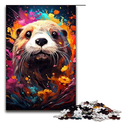 Puzzle für Erwachsene 1000 Teile Farbmalerei Seeotter Heimdekoration Puzzle-Spielzeug Geschenk für die ganze Familie 1000 Teile (75 x 50 cm) von mowenbingpeng