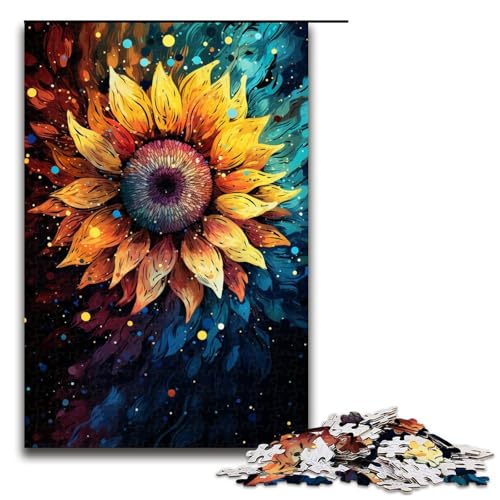 Puzzle für Erwachsene 1000 Teile Farbmalerei Sonnenblume Holzpuzzle für Kinder Lernspiel 1000 Teile (75 x 50 cm) von mowenbingpeng