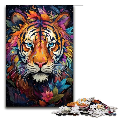 Puzzle für Erwachsene 1000 Teile Farbmalerei Tiger Heimdekoration Puzzle-Spielzeug Geschenk für die ganze Familie 1000 Teile (75 x 50 cm) von mowenbingpeng