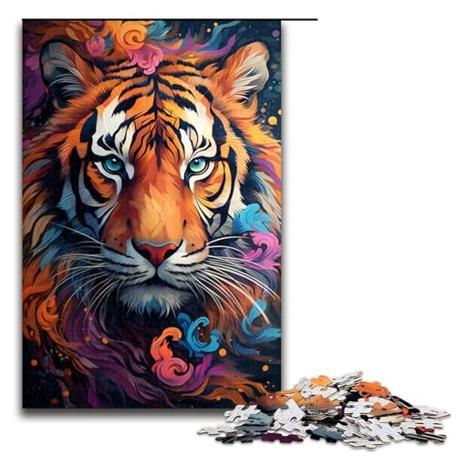 Puzzle für Erwachsene 1000 Teile Farbmalerei Tiger-Puzzle Lernspiele für Zuhause DIY-Spielzeug tolles Geschenk für Spiele 1000 Teile (75 x 50 cm) von mowenbingpeng