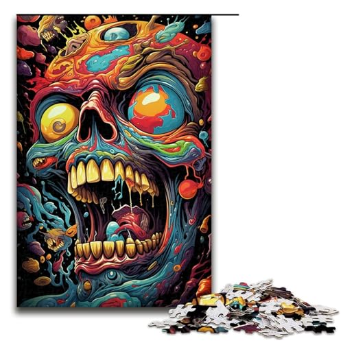 Puzzle für Erwachsene 1000 Teile Farbmalerei Totenkopf-Puzzle Lernspiele für Zuhause DIY-Spielzeug tolles Geschenk für Spiele 1000 Teile (75 x 50 cm) von mowenbingpeng