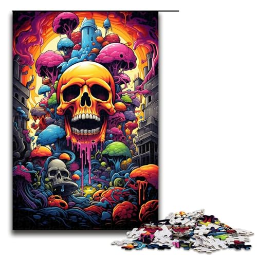 Puzzle für Erwachsene 1000 Teile Farbmalerei Totenkopf-Puzzle Spiele Spielzeug Geschenk geeignet für die Schreibtischdekoration 1000 Teile (75 x 50 cm) von mowenbingpeng