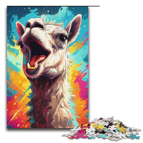 Puzzle für Erwachsene 1000 Teile Farbmalerei von Alpaka Holzpuzzle 1000 Teile (38 x 26 cm) von mowenbingpeng