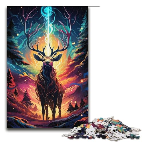 Puzzle für Erwachsene 1000 Teile Farbmalerei von Elchen Puzzlespiel Spielzeug lustig 1000 Teile (38 x 26 cm) von mowenbingpeng