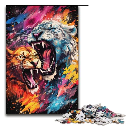 Puzzle für Erwachsene 1000 Teile Farbtiger-Gekritzel Holzpuzzle für Kinder Lernspiel 1000 Teile (38 x 26 cm) von mowenbingpeng