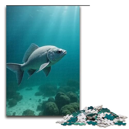 Puzzle für Erwachsene 1000 Teile Fische Schwimmen im seichten Wasser Puzzle Lernspiele für Zuhause DIY-Spielzeug tolles Geschenk für Spiele 1000 Teile (75 x 50 cm) von mowenbingpeng
