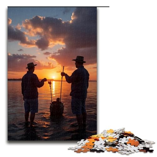 Puzzle für Erwachsene 1000 Teile Fischerlied in der Abenddämmerung Familien-Holzpuzzle Lernspiel Herausforderungsspielzeug 1000 Teile (75 x 50 cm) von mowenbingpeng
