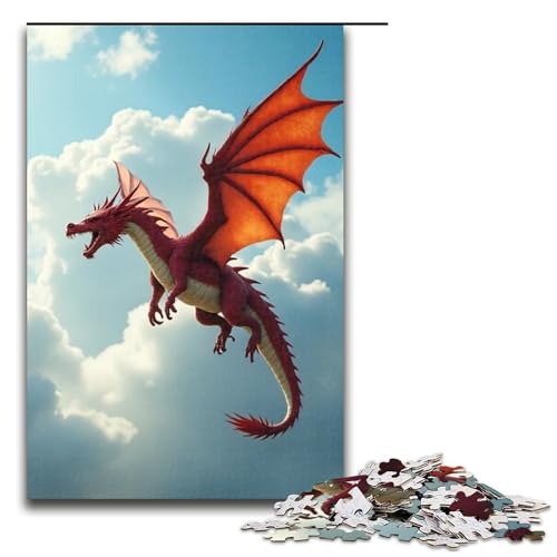 Puzzle für Erwachsene 1000 Teile Fliegender Drache im Himmel Holzpuzzle für Kinder Lernspiel 1000 Teile (75 x 50 cm) von mowenbingpeng