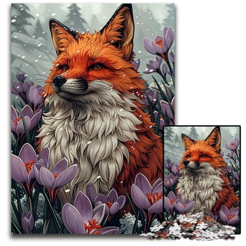 Puzzle für Erwachsene 1000 Teile Fuchs in Winterblüte Puzzles für Erwachsene Denkspiel für Teenager Familieninteraktion 1000 Teile (38 x 26 cm) von mowenbingpeng