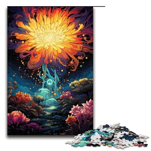 Puzzle für Erwachsene 1000 Teile Göttliche Blume Holzpuzzle 1000 Teile (75 x 50 cm) von mowenbingpeng