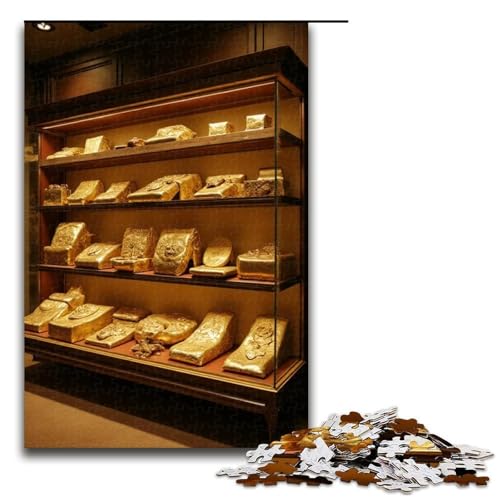 Puzzle für Erwachsene 1000 Teile Gold Shop Familien-Holzpuzzle Lernspiel Herausforderungsspielzeug 1000 Teile (75 x 50 cm) von mowenbingpeng