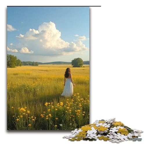 Puzzle für Erwachsene 1000 Teile Grasland mit Morgentau Puzzle Lernspiele für Zuhause DIY-Spielzeug tolles Geschenk für Spiele 1000 Teile (75 x 50 cm) von mowenbingpeng