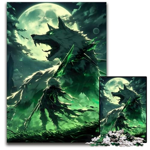 Puzzle für Erwachsene 1000 Teile Grüner Ritter der Wölfe Puzzle für Erwachsene Lernspielzeug für Jugendliche HeimbüroDekor 1000 Teile (75 x 50 cm) von mowenbingpeng