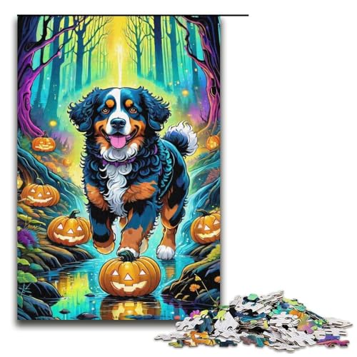 Puzzle für Erwachsene 1000 Teile Halloween Hundepuzzle Holzpuzzle Lernspiel Herausforderungsspielzeug 1000 Teile (38 x 26 cm) von mowenbingpeng