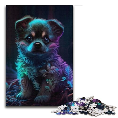 Puzzle für Erwachsene 1000 Teile Haustier-Pudelfamilie Papierpuzzle Lernspiel Herausforderungsspielzeug 1000 Teile (38 x 26 cm) von mowenbingpeng