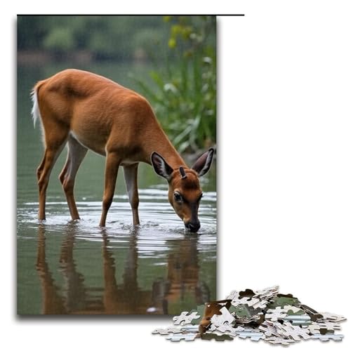 Puzzle für Erwachsene 1000 Teile Hirsch-Trinkwasser Puzzle Spiele Spielzeug Geschenk geeignet für die Schreibtischdekoration 1000 Teile (75 x 50 cm) von mowenbingpeng