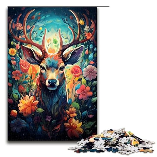 Puzzle für Erwachsene 1000 Teile Hirsch buntes psychedelisches Puzzle Lernspiele für Zuhause DIY-Spielzeug tolles Geschenk für Spiele 1000 Teile (75 x 50 cm) von mowenbingpeng