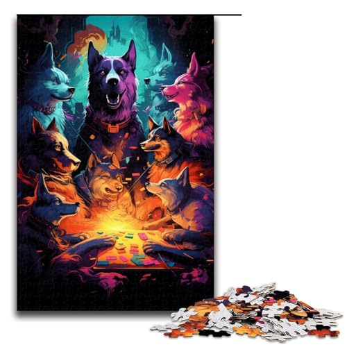 Puzzle für Erwachsene 1000 Teile Hundespielkarten Mustermontage hilft dem Gehirn süchtig machendes Spielzeug zur Förderung der Geduld 1000 Teile (75 x 50 cm) von mowenbingpeng