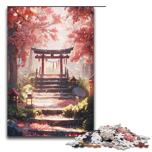 Puzzle für Erwachsene 1000 Teile Japanisches Torii Tor Holzpuzzle für Kinder Lernspiel 1000 Teile (38 x 26 cm) von mowenbingpeng