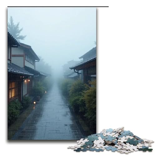 Puzzle für Erwachsene 1000 Teile Jiangnan-Wasserdorf im Morgennebel Holzpuzzle Lernspiel Herausforderungsspielzeug 1000 Teile (75 x 50 cm) von mowenbingpeng