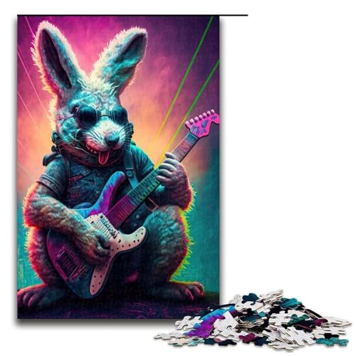 Puzzle für Erwachsene 1000 Teile Kaninchen Gitarre Tier Puzzles Spiel Spielzeug Lustige 1000 PCS von mowenbingpeng