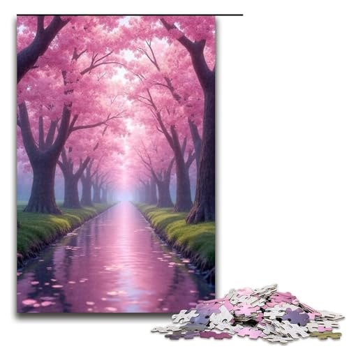 Puzzle für Erwachsene 1000 Teile Kirschblütenpfad Holzpuzzle für Kinder Lernspiel 1000 Teile (75 x 50 cm) von mowenbingpeng