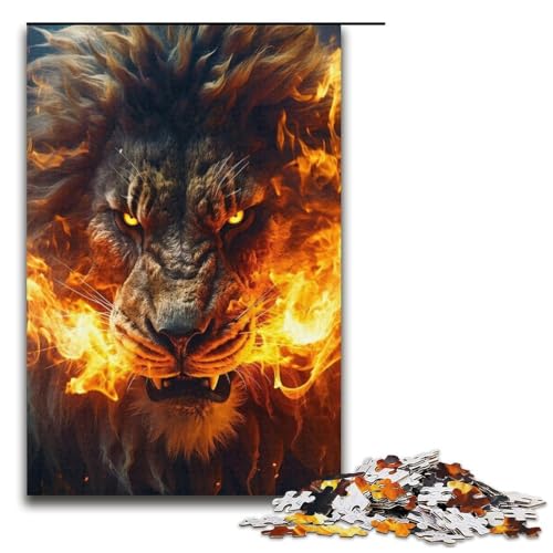 Puzzle für Erwachsene 1000 Teile König der Graslandlöwen Holzpuzzle für Kinder Lernspiel 1000 Teile (38 x 26 cm) von mowenbingpeng