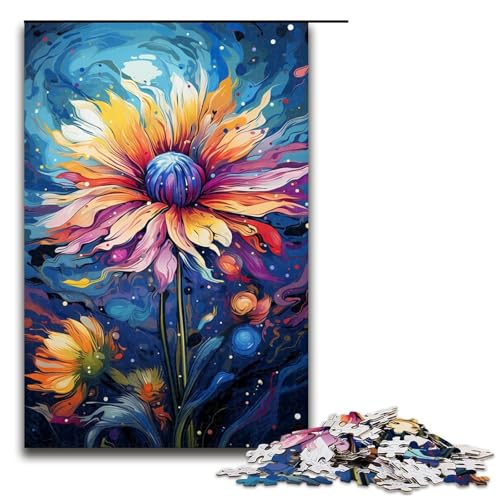 Puzzle für Erwachsene 1000 Teile Kornblumen-Psychedelisches Holzpuzzle 1000 Teile (75 x 50 cm) von mowenbingpeng