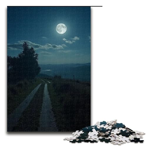 Puzzle für Erwachsene 1000 Teile Landschaft unter dem Mond Holzpuzzle für die Familie Lernspiel Herausforderungsspielzeug 1000 Teile (75 x 50 cm) von mowenbingpeng
