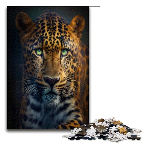 Puzzle für Erwachsene 1000 Teile Leopardenporträts Holzpuzzle Lernspiel Herausforderungsspielzeug 1000 Teile (75 x 50 cm) von mowenbingpeng