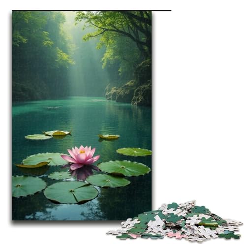Puzzle für Erwachsene 1000 Teile Lotusteich ruhiges Puzzle Geburtstagsgeschenk für Teenager ab 14 Jahren 1000 Teile (75 x 50 cm) von mowenbingpeng