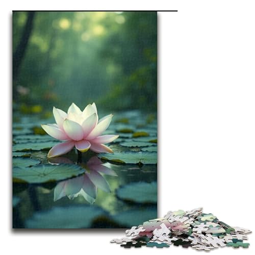 Puzzle für Erwachsene 1000 Teile Lotusteich ruhiges Puzzle Holzpuzzle Lernspiel Herausforderungsspielzeug 1000 Teile (75 x 50 cm) von mowenbingpeng