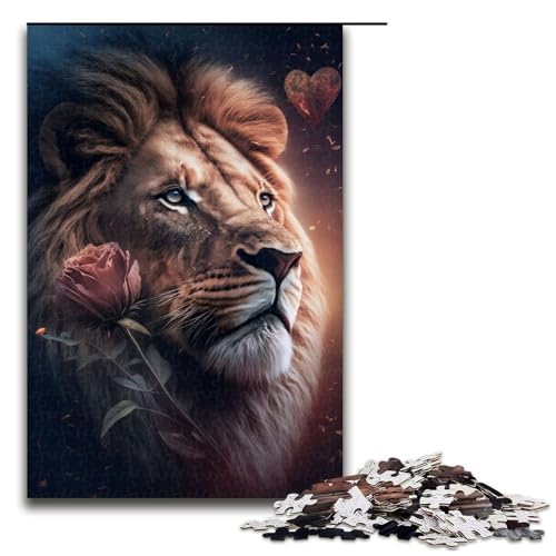 Puzzle für Erwachsene 1000 Teile Majestätischer Löwe Rose Holzpuzzle für Kinder Lernspiel 1000 PCS Puzzle für Erwachsene 1000 Teile Majestätischer Löwe Rose Holzpuzzle für Kinder Lernspiel 1000 PCS von mowenbingpeng