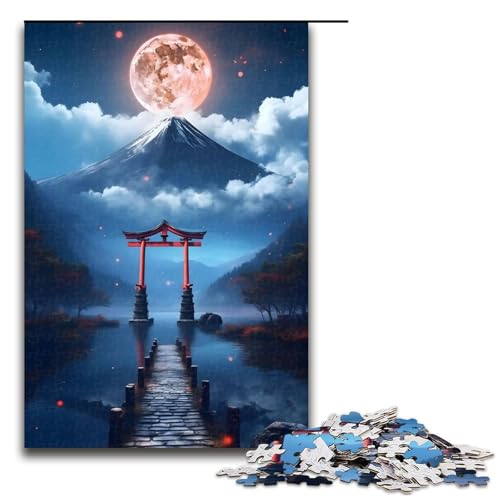 Puzzle für Erwachsene 1000 Teile Mondschein Fuji Torii Tor Puzzles Spiel Spielzeug Lustige 1000 PCS von mowenbingpeng