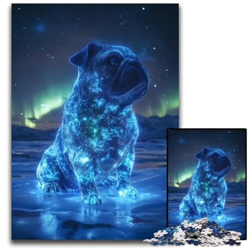 Puzzle für Erwachsene 1000 Teile Mops in der Aurora Borealis14b Puzzle für Erwachsene Lernspielzeug für Teenager HeimbüroDekor 1000 Teile (38 x 26 cm) von mowenbingpeng