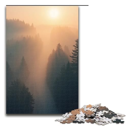 Puzzle für Erwachsene 1000 Teile Morgennebel-Puzzle Holzpuzzle Lernspiel Herausforderungsspielzeug 1000 Teile (75 x 50 cm) von mowenbingpeng