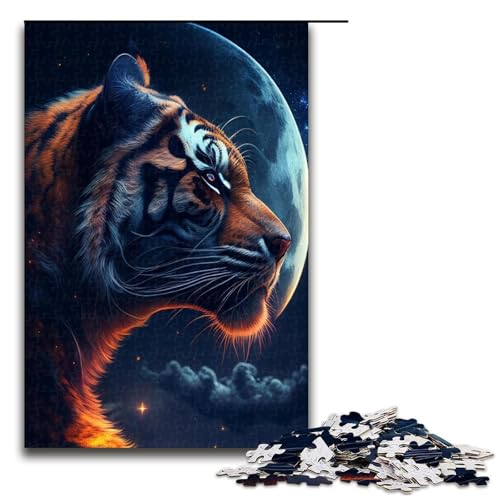 Puzzle für Erwachsene 1000 Teile Mystischer Mondtiger Puzzle Spiele Spielzeug Geschenk geeignet für die Schreibtischdekoration 1000 Teile (75 x 50 cm) von mowenbingpeng