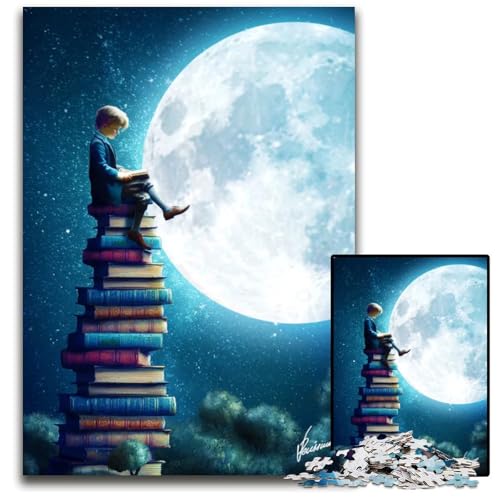 Puzzle für Erwachsene 1000 Teile Nachtlektüre Unmögliches Puzzle für Erwachsene pädagogisches Denkspiel künstlerische HeimbüroDekoration ab 14 Jahren 1000 Teile (38 x 26 cm) von mowenbingpeng