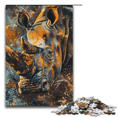 Puzzle für Erwachsene 1000 Teile Nashorn-Tier-Puzzle Spiele Spielzeug Geschenk geeignet für die Schreibtischdekoration 1000 Teile (38 x 26 cm) von mowenbingpeng