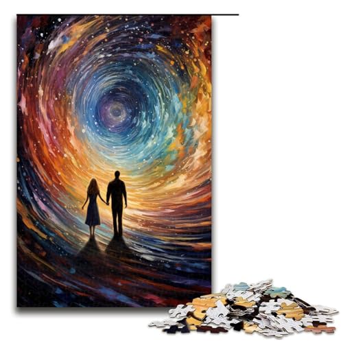 Puzzle für Erwachsene 1000 Teile Paar unter dem Sternenhimmel Holzpuzzle für Kinder Lernspiel 1000 Teile (75 x 50 cm) von mowenbingpeng