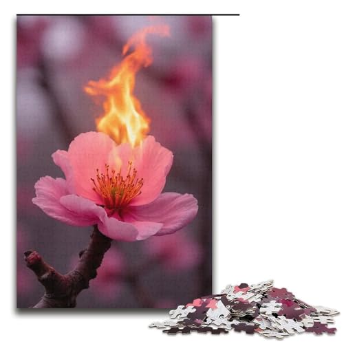 Puzzle für Erwachsene 1000 Teile Pfirsichblüten-Brennen Holzpuzzle für Kinder Lernspiel 1000 Teile (38 x 26 cm) von mowenbingpeng