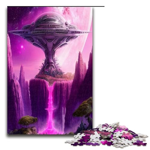 Puzzle für Erwachsene 1000 Teile Pink Planet Puzzle Holzpuzzle Lernspiel Herausforderungsspielzeug 1000 Teile (75 x 50 cm) von mowenbingpeng