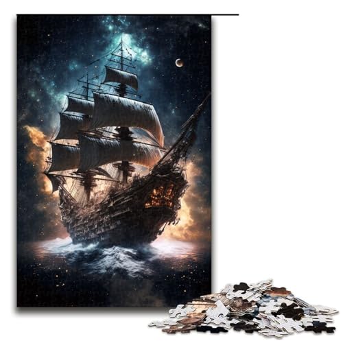 Puzzle für Erwachsene 1000 Teile Piratenschiff im Weltraum Puzzle Spiele Spielzeug Geschenk Geeignet für die Schreibtischdekoration 1000 PCS von mowenbingpeng